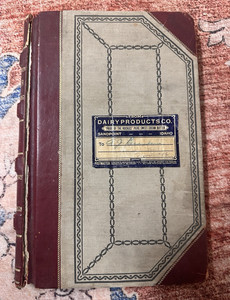 Vintage Ledger Account Book, Handwritten Entries, Dairy Products Co. 1930s