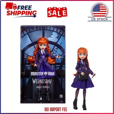 Monster HighxWednesday Agnes DeMille Doll Purple Uniform Accessories Collectible