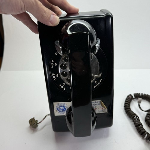 Vtg Black Bell System Western Electric 554 BMP Rotary Dial Wall Phone - Picture 7 of 12