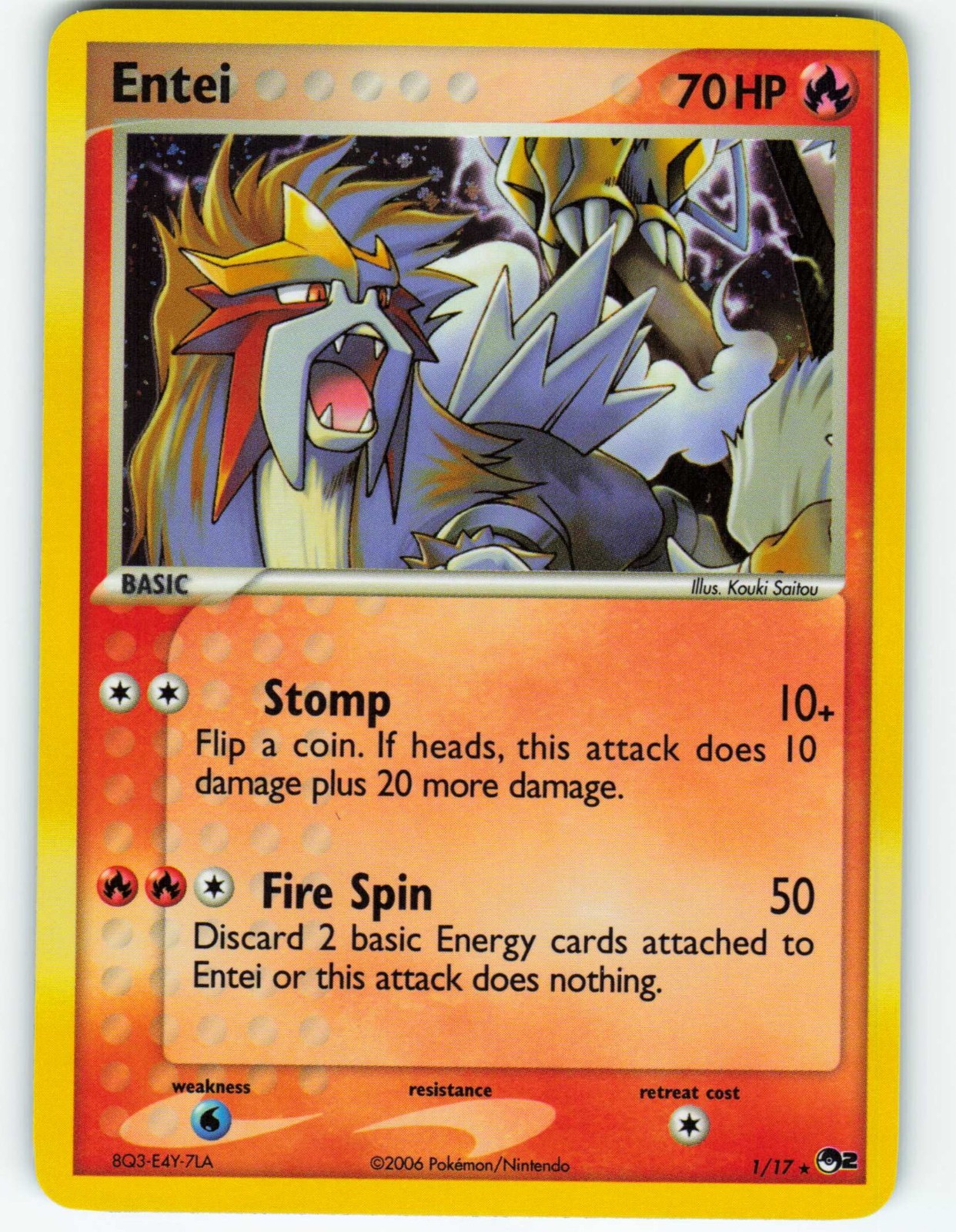 Entei - Holo - 1/17 Pop Series 2 - Pokémon TCG - 2006