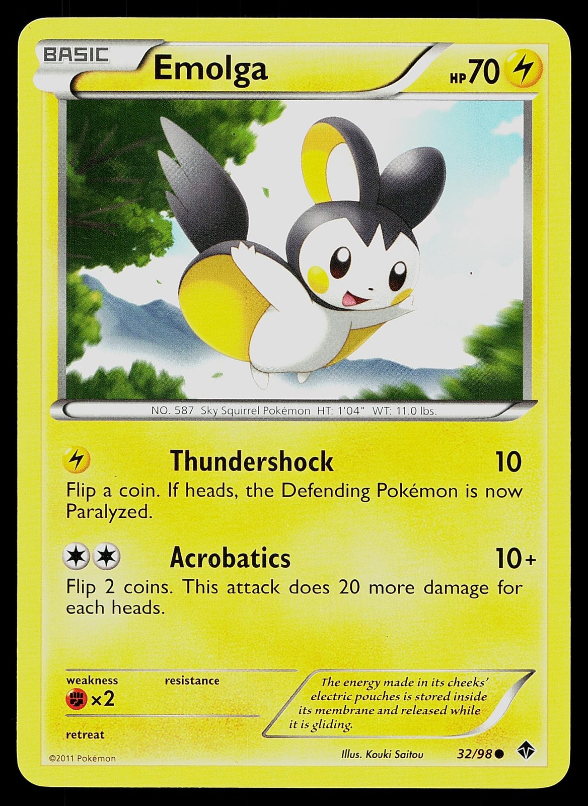 Pokemon Card Emerging Powers Emolga 32/98 Common