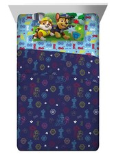 Paw Patrol Puppy Dog Full Sheet Set, Kids Microfiber Bed Sheets, Blue