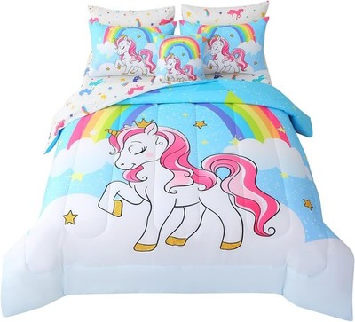 Juego De Sabanas Arcoiris Rosa Twin Para Niñas 6 Piezas Ropa Cama Set En Oferta