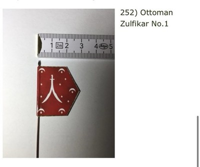 1x 28mm Renaissance Ottoman Turkish Zulfikar Banner Flag Ready on Metal Flagpole