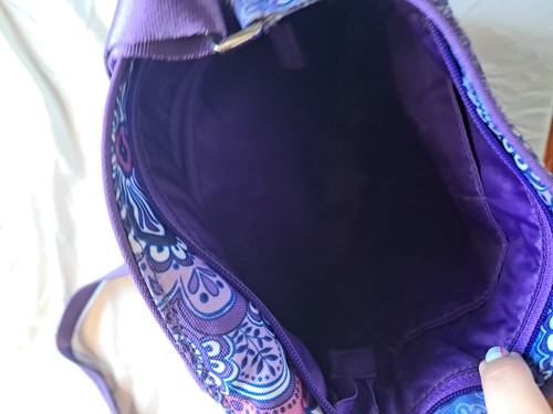 VERA BRADLEY Lighten Up Slim Crossbody Purse Lilac Tapestry NWOT Travel Bag - Picture 3 of 4