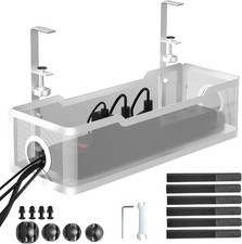 Cinati Under Desk Cable Management Tray White No Drill Clamp