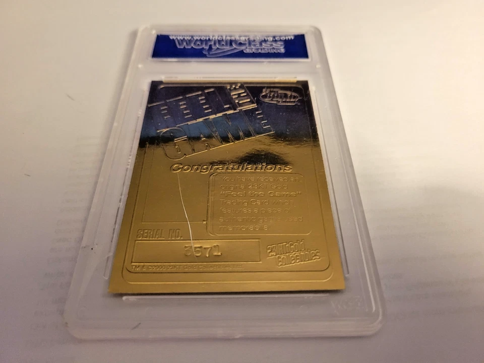 Tarjeta firmada por Barry Bonds de oro de 23 quilates 2002 calificada por WCG 10 gemas como nueva astilla de bate Foto 2 de 3