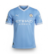 PUMA Manchester City Blue Soccer Jersey Shirt Etihad Airways Sponsor