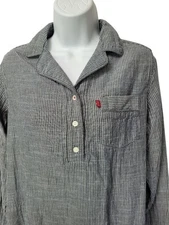 Levi's Women's Chambray western Shirt Dress Size Small Pockets Blue Stripe