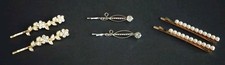 Vintage Hair Pin Lot Rhinestone Faux Pearl Accents Set Of 3