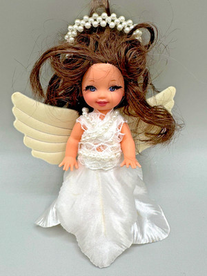 ~DS LOT N DRESSED BARBIE DOLL KELLY OOAK HANDMADE WHITE ANGEL DRESS CHRISTMAS
