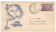 1936 COMMEMORATING OLD STOCKTON MOHTHERLODE STAR MAIL ROUTE CLEMENTS CA