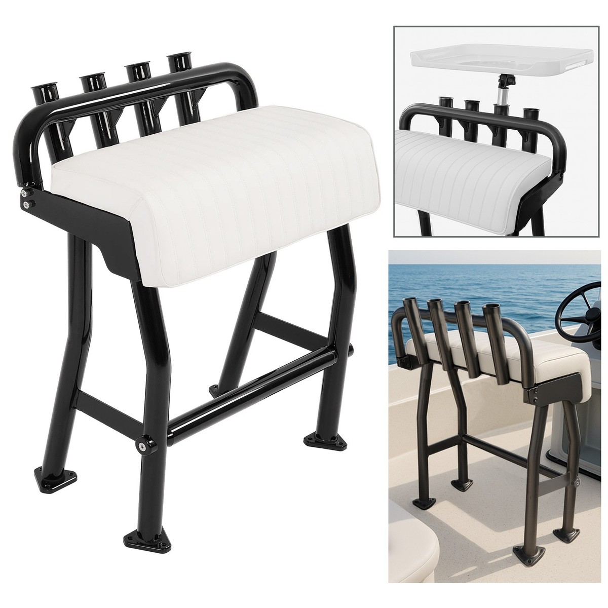 29in Universal Black Boat T Top Leaning Post Seat S Size Long