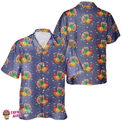 Unisex Autumn Pumpkin Leaves Thanksgiving Turkey Festive Aloha Shirt