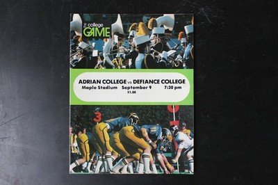 the college GAME Adrian vs Defiance College Football Program September 9 Vintage