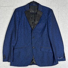 Ben Sherman Tuxedo Blazer Mens 38R Blue Paisley Jacquard Excellent Peak Lapel