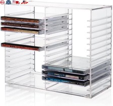 Stackable Clear Plastic CD Organizer with Rubber Feet - Holds 30 Cases