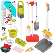 Red Kids Cleaning Playset Electric Vacuum Toy Broom Dustpan Pretend Play Set