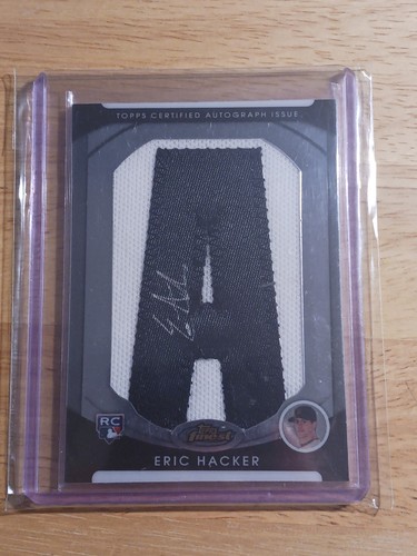 2010 Topps Finest Auto Letter Patch 194/217 #160 Eric Hacker Giants Rookie Card