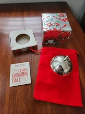 Wallace 1984 Silverplate Sleigh Bell Christmas Ornament In Box