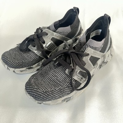 Athletic Works Boys' Knit Lace Up Memory Foam Sneakers Black Gray White Size 3
