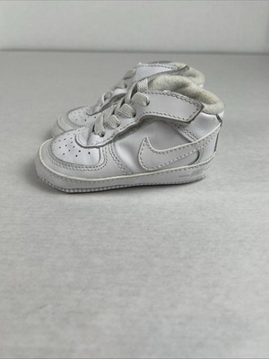 Nike Air Force 1 Crib Shoes Infant Size 3C White Leather Slip On