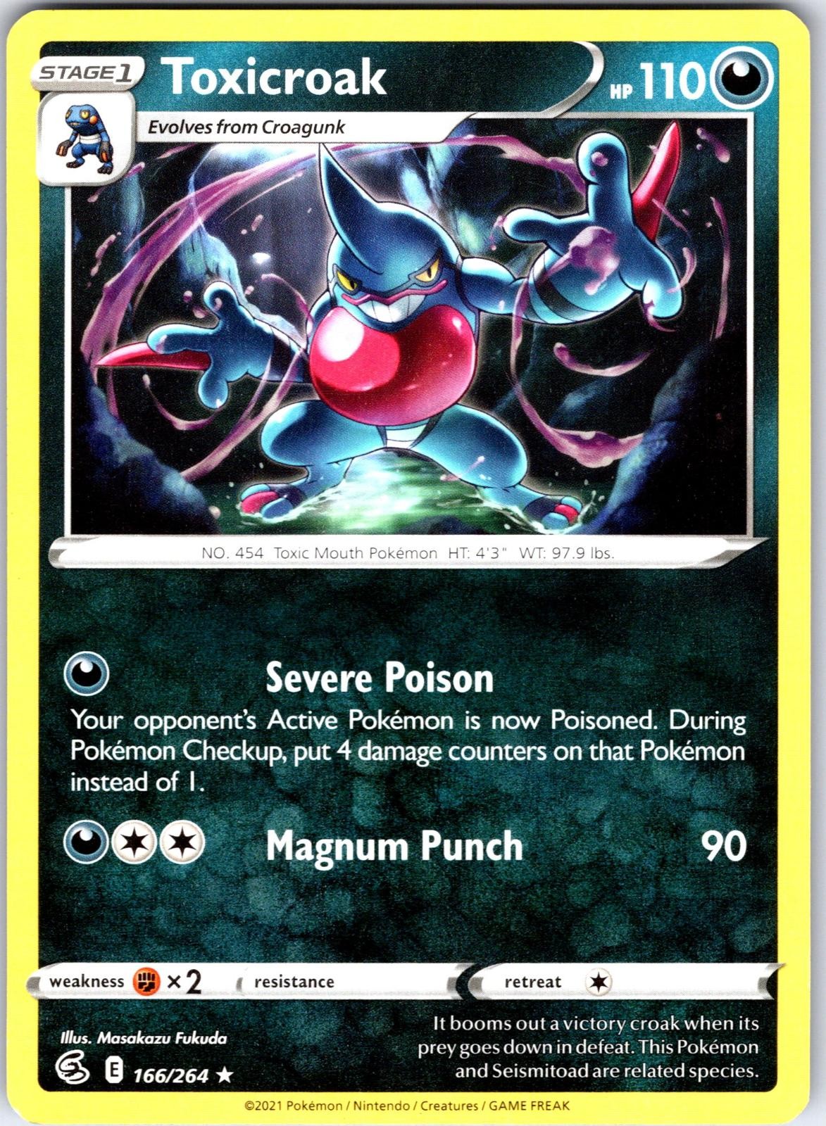 Toxicroak 166/264 Rare Fusion Strike Pokemon Near Mint