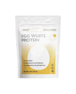 ORGFUN Egg White Powder 8 Oz, Pasteurized Powder, 15 Servings (Pack of 1)