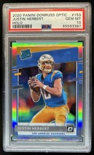 2020 Panini Donruss Optic Justin Herbert Rated Rookie Holo Prizm RC #153 PSA 10