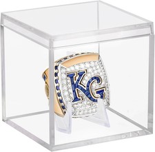 1 Pack Clear Acrylic Championship Ring Display Case Memorabilia Stand Cube Hold