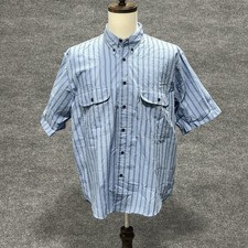 VINTAGE Levi's Silver Label Shirt Mens Large Blue Striped Button Down Casual 80s