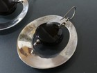 Mexico 925 Sterling Silver Onyx 2" Dangle Earrings Modernist BOHO — photo 7