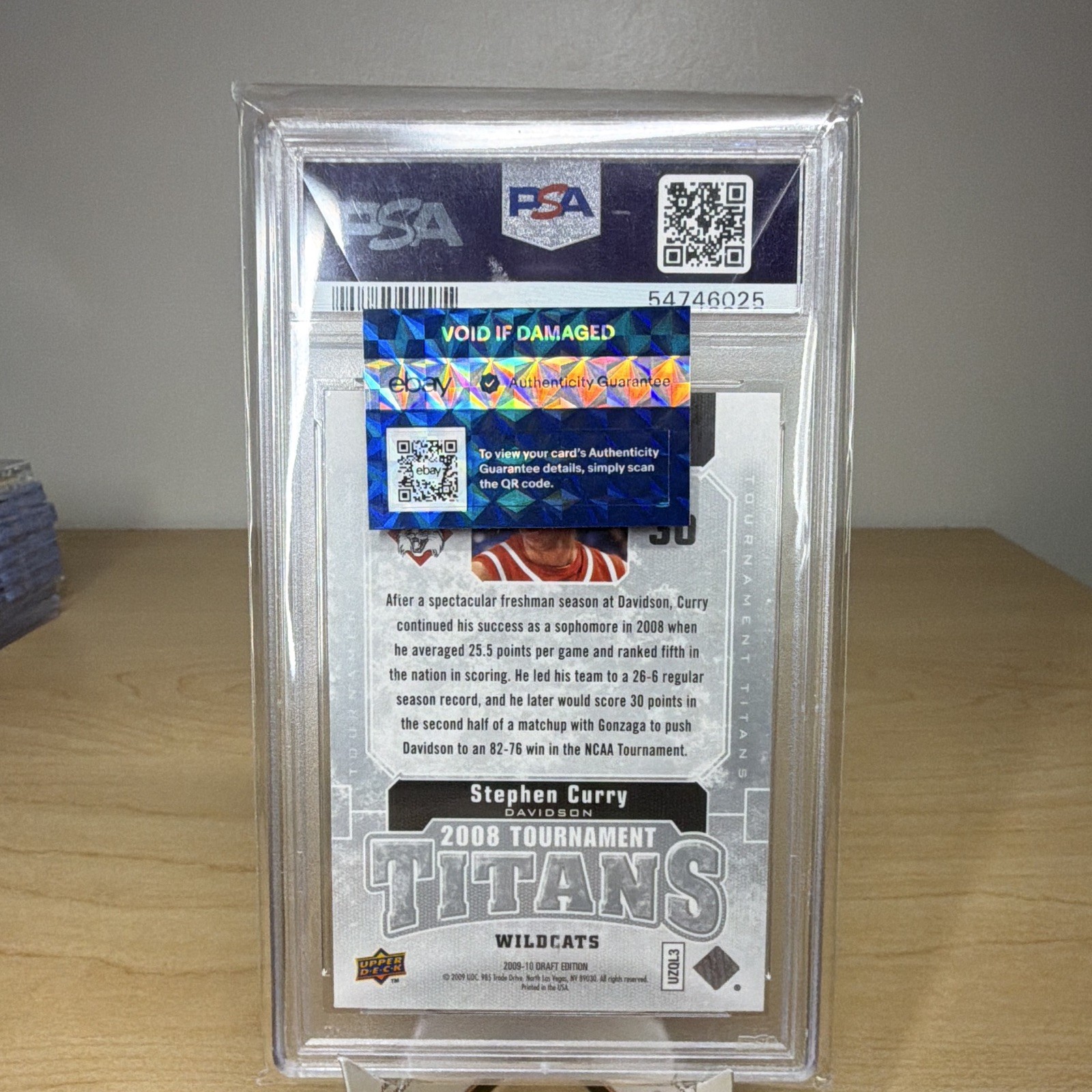 Upper Deck 2009-10 Draft Edition Stephen Curry RC Tournament Titans TT-SC PSA 10 view 2