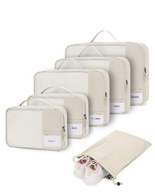 6 Set Packing Cubes for Travel Durable Suitcase Organizer Bags Set with Perso...