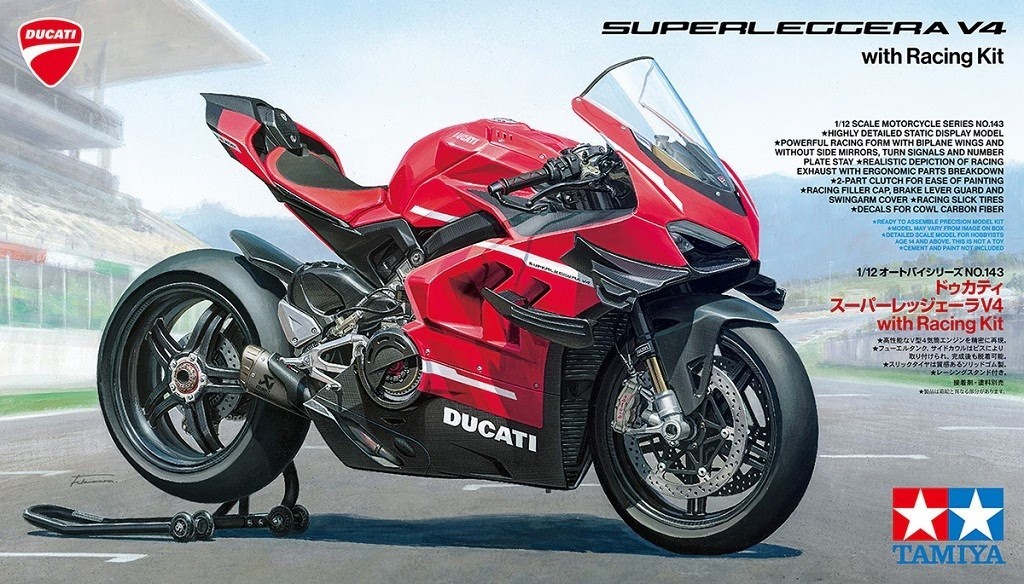 Tamiya 14143 1:12th scale Ducati Superleggera V4 with Racing Kit