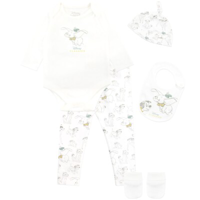 Baby Disney Dumbo Body mit Mütze und Lätzchen 5-teiliges Outfit Set