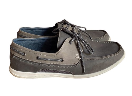 M&S Collection Herren Schnürschuhe Grau Boot Deck Schuhe Leder Nubuk UK 10 Freizeit