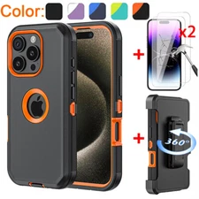 For iPhone 16 Pro/Plus/Pro Max Case Cover+Tempered Glass+Belt Clip Fits Otterbox