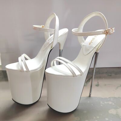Sexy 22CM Super High Heels Sandals Womens Buckle Heel Platform Dress Party Shoes