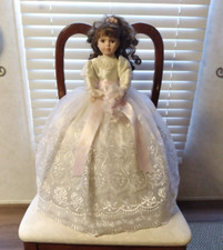 LARGE Pillow Bed Doll Dresser Porcelain Off White Lace Dress "Mis Quince Anos"