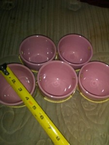 Lot Of 5 Small Porcelain Pots With Handles Pink