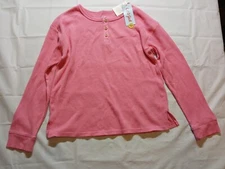 Girls' Long Sleeve Henley Waffle Top Cat & Jack Pink Size L
