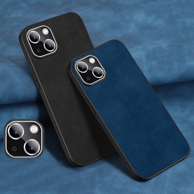 For iPhone 14 15 Pro Max 13 12 11 XR 7 8+ Shockproof Leather Hard Back Slim Case