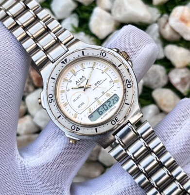 Rare Vintage Seiko Alba Ana/Digi Chrono-Alarm Japan Men's Quartz Watch V041-X001