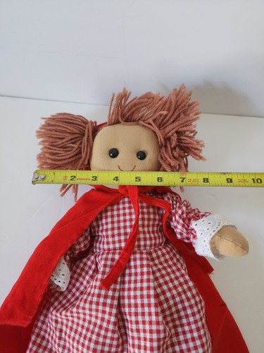 15" Powell Craft Red Riding Hood Rag Doll Soft Toy Gingham Dress & Cape England - Picture 18 of 18