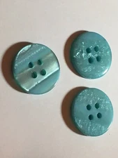 15 PC BAG NEW 7/8 INCH  LIGHT AQUA  PEARL STRIPE GLO BUTTONS