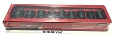 SNAP ON 309IMADDON 9Pc 1/2"Drive 6Pt SAE Flank Drive Shallow Impact Sockets NEW+