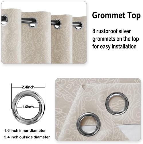 Elegant Ombre Damask Curtains - Energy-Saving Blackout Panels, 52x63'', Set of 2 - Picture 7 of 11