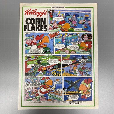 Kellogg's Cornflakes Comic Strip Cartoon Network 1998 Vintage Retro Werbung