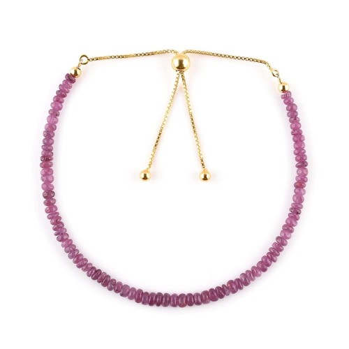 AA+ Premium Mozambique Ruby Beads Adjustable Slider Bolo Bracelet In 925 SilverD